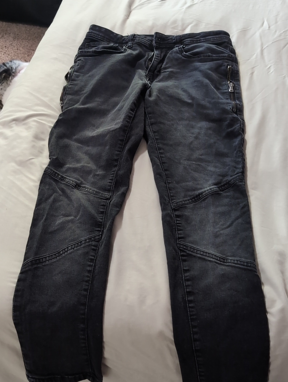men’s Black Washed Slim Moto Jeans